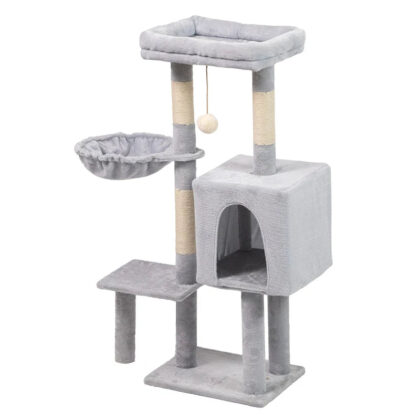 Wooden Cat Tree Tower with Sisal Scratching Posts, 108cm (42.51 Inch)